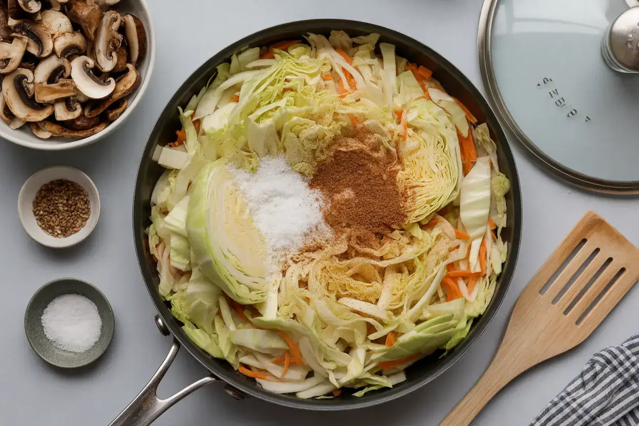 Капуста тушкована з грибами