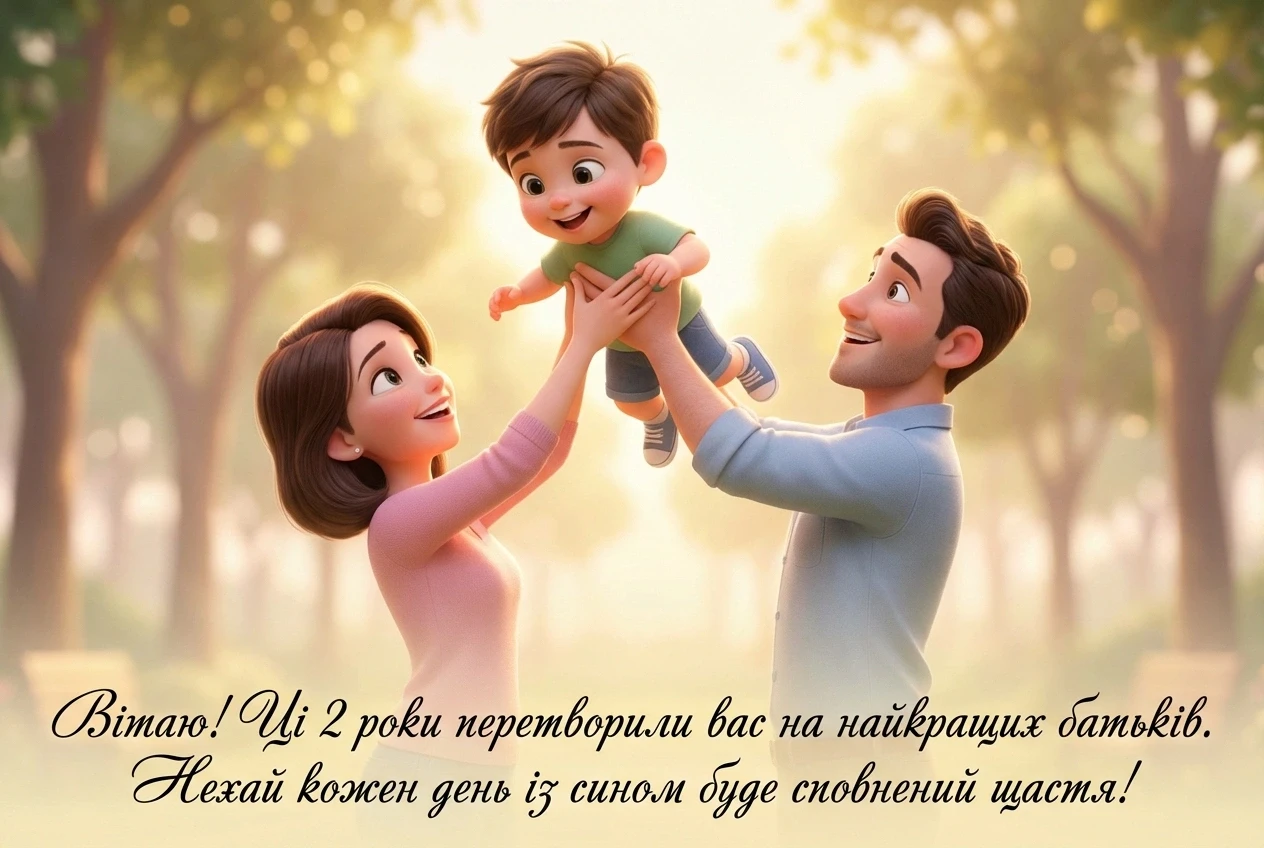 привітання з днем народження 2 роки хлопчику батькам