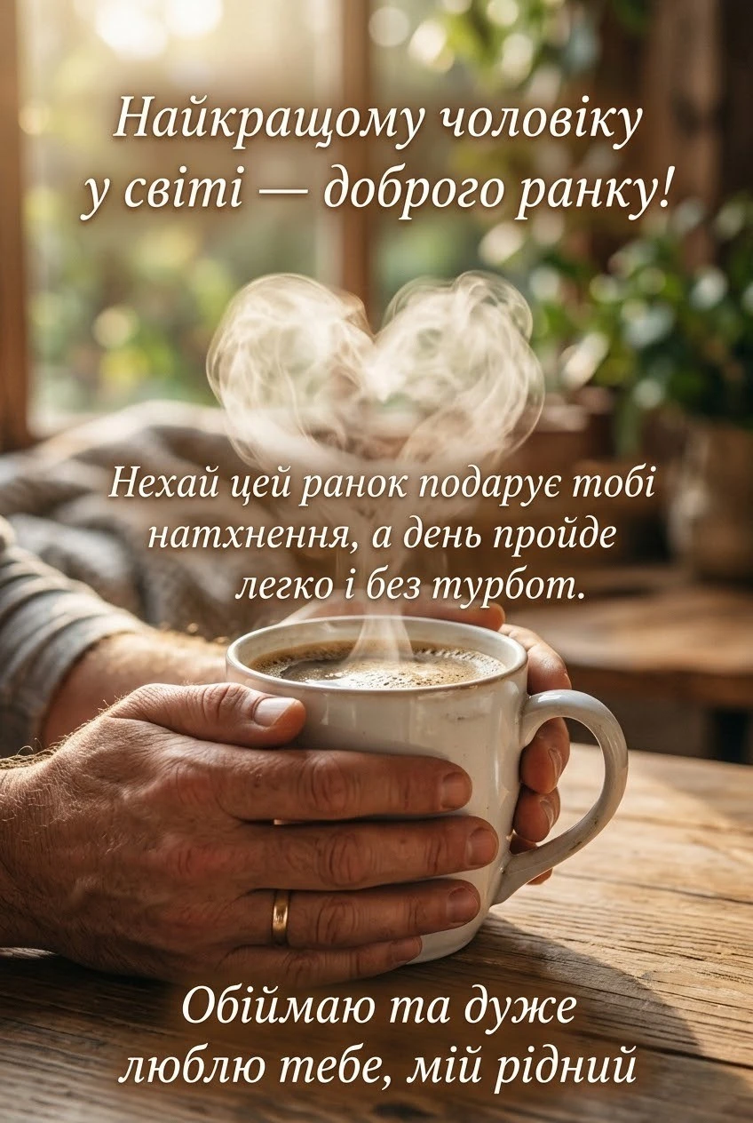 Доброго ранку, коханий мій чоловік: зворушливі листівки та найтепліші побажання для гарного дня