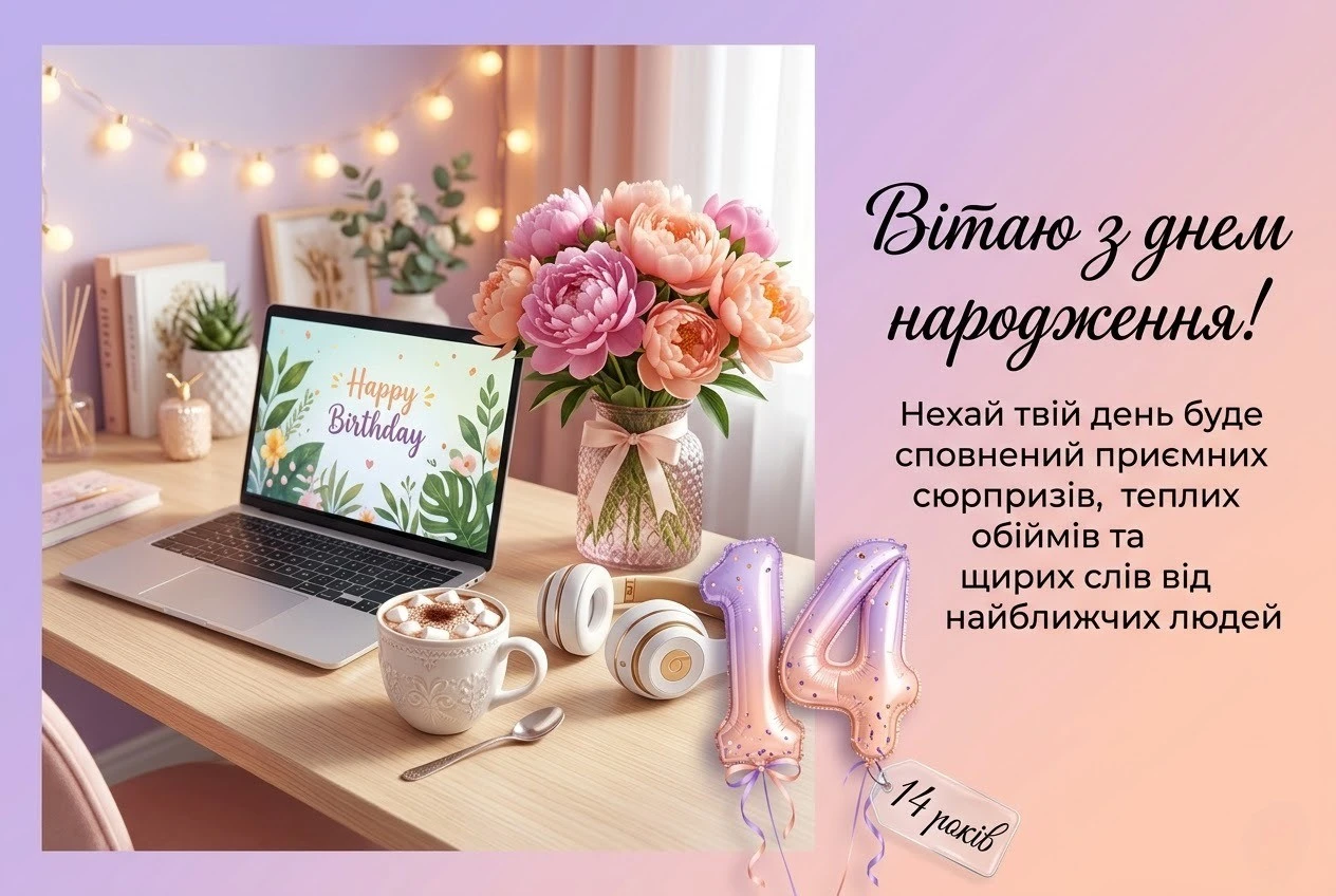 Привітання з днем народження дівчинці на 14 років: зворушливі та сучасні ідеї