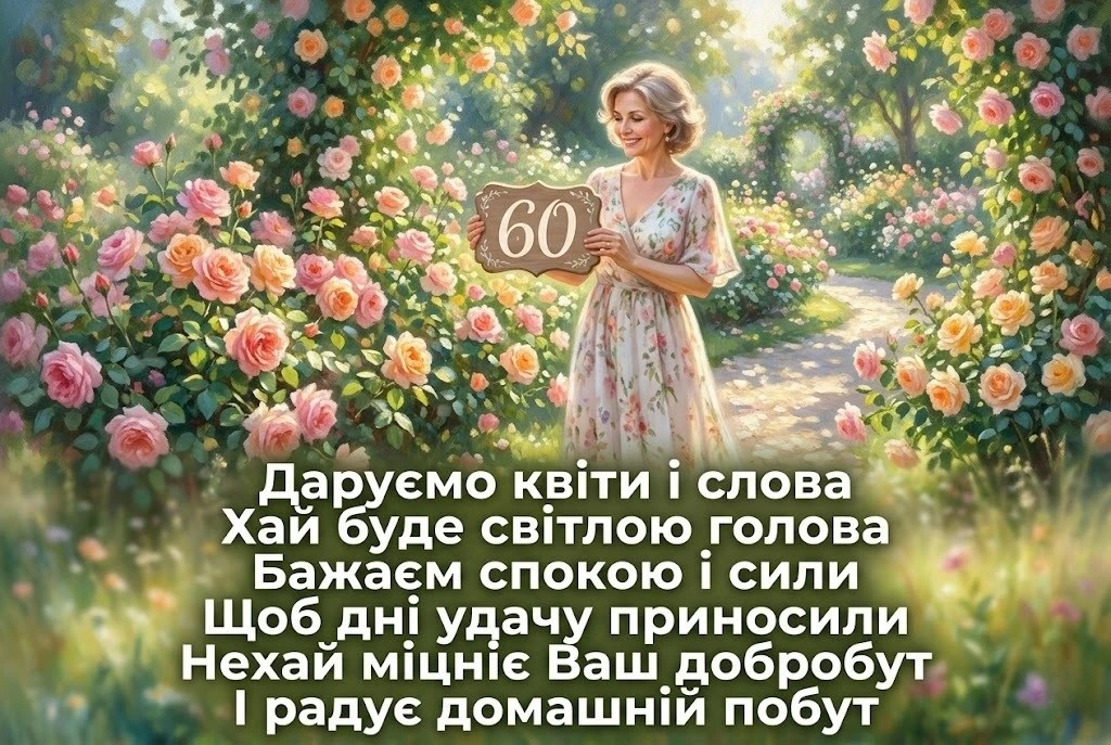 60 років — золота мудрість: підбірка щирих вітань та побажань жінці
