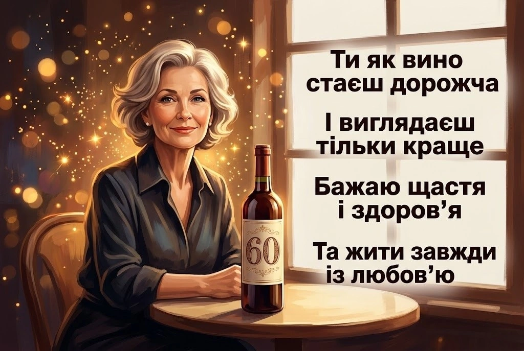 60 років — золота мудрість: підбірка щирих вітань та побажань жінці
