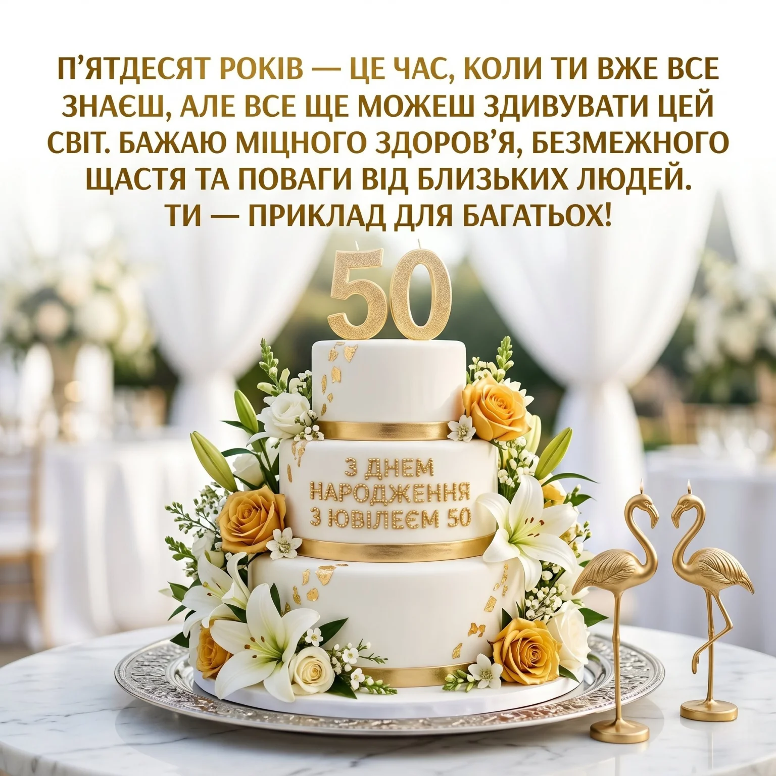 Привітання з днем народження з ювілеєм 50: слова, що торкаються серця