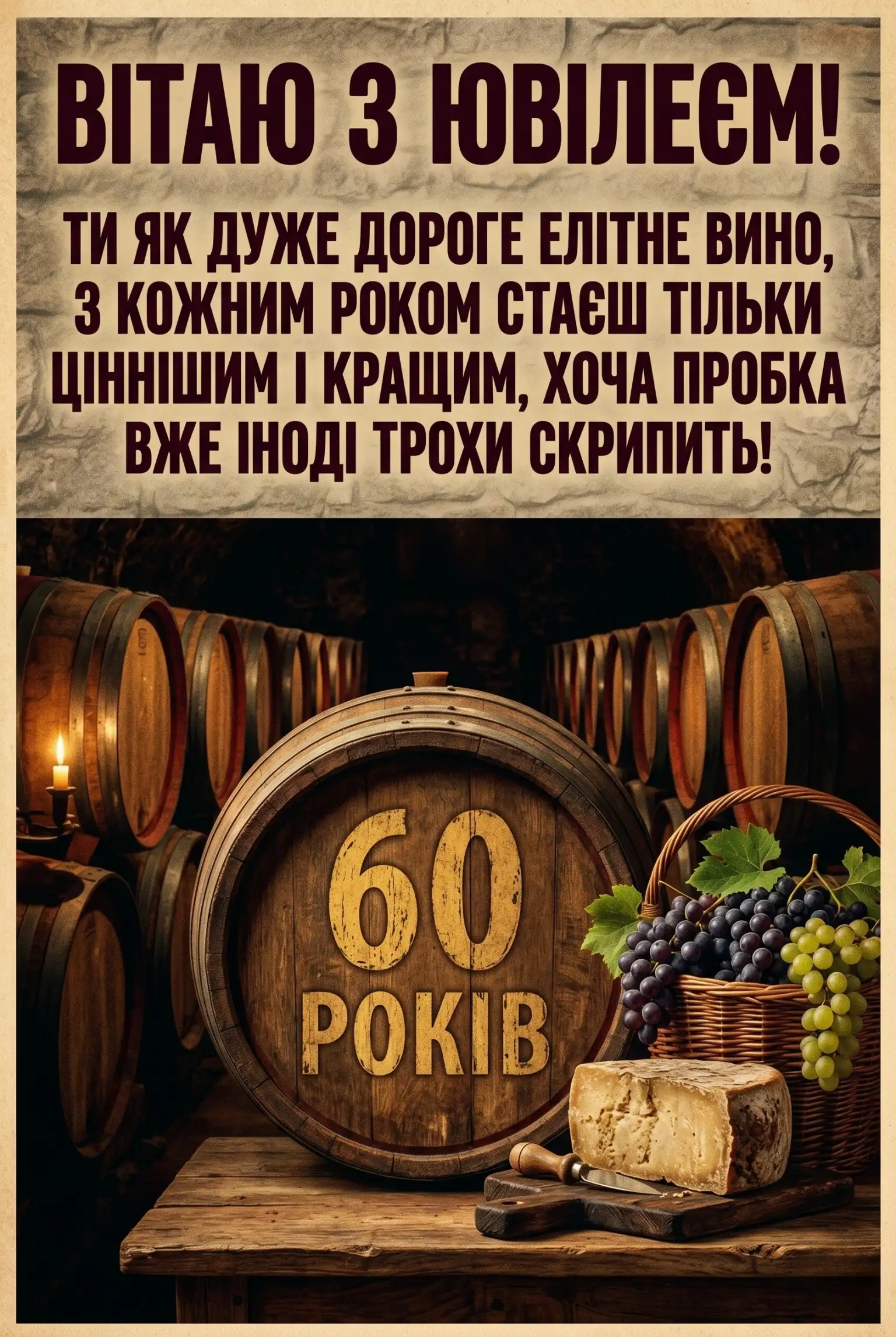 Картинка чоловіку з ювілеєм 60 років: підбірка листівок та щирих побажань