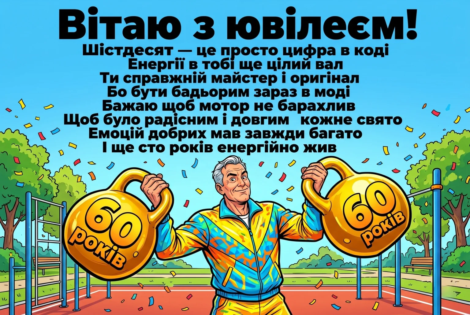 Картинка чоловіку з ювілеєм 60 років: підбірка листівок та щирих побажань