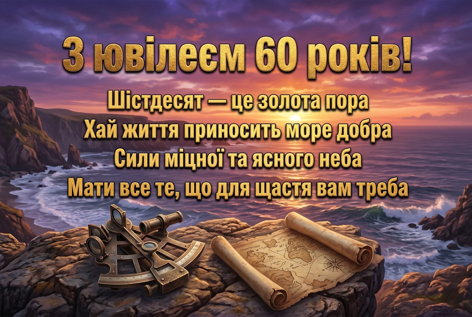 Картинка чоловіку з ювілеєм 60 років: підбірка листівок та щирих побажань