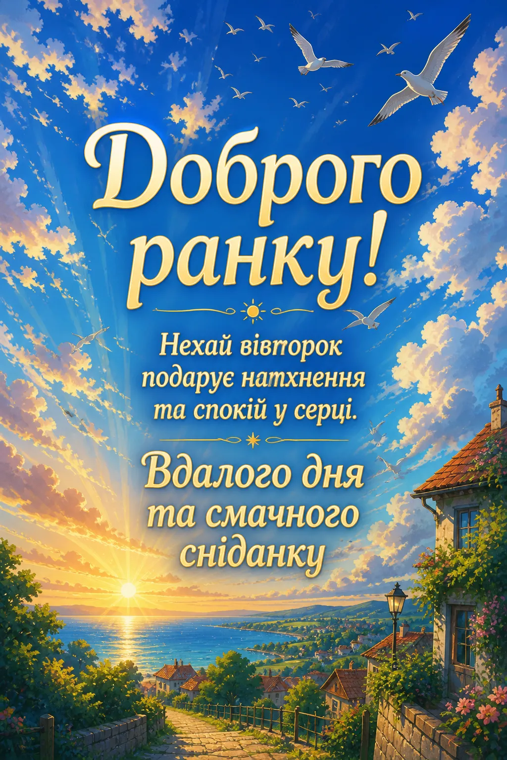 Картинки доброго ранку та гарного вівторка: душевні листівки для натхнення та гарного настрою
