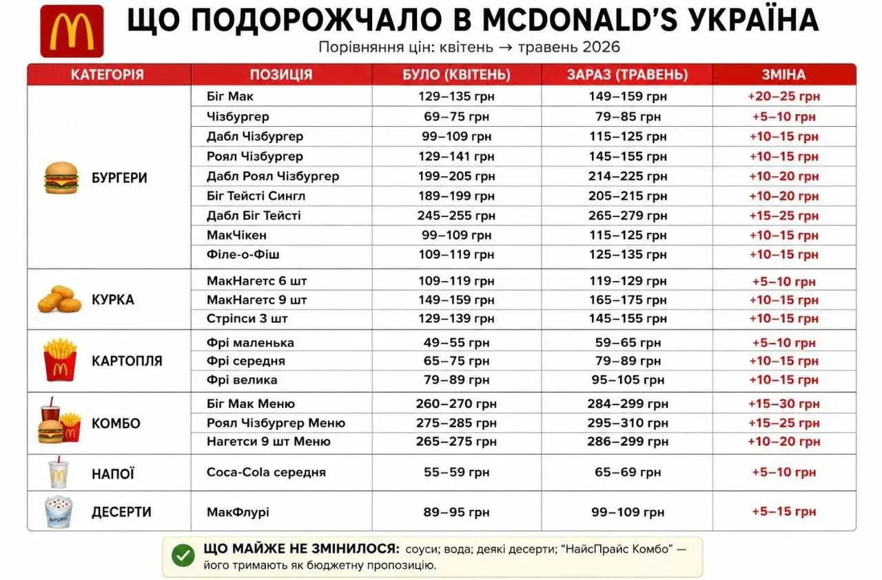 McDonald’s переглядає цінову політику в Україні